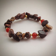 Beaded bracelet - Red Jasper and Carnelian - eDgE dEsiGn London