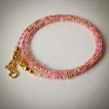 Beaded Lacelet - necklace and bracelet - pink and gold beads - eDgE dEsiGn London