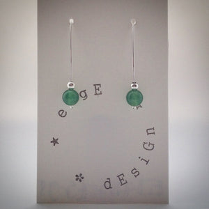 Silver Wire Drop Earrings - Malaysian Jade and Silver - eDgE dEsiGn London