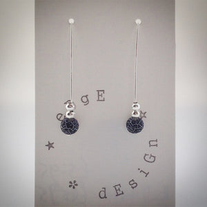 Silver Wire Drop Earrings - Grey Frosted Agate and Silver beads - eDgE dEsiGn London