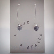 Silver Wire Drop Earrings - Black/White Snowflake Obsidian and Silver bead - eDgE dEsiGn London