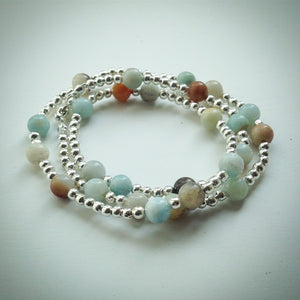 Beaded Lacelet - necklace/bracelet - multi-coloured Amazonite and silver beads - eDgE dEsiGn London