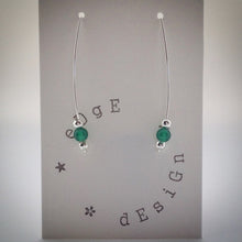 Silver wire drop earrings - Green Onyx and Silver beads - eDgE dEsiGn London