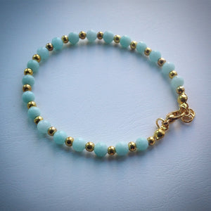 Gold beaded bracelet - Pale Turquoise Jade beads - eDgE dEsiGn London