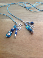 Lariat necklace with pendants - Venetian Glass, Turquoise, Silver beads, stars, blue Amazonite beads - eDgE dEsiGn London