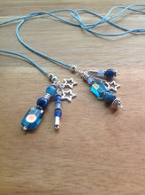 Lariat necklace with pendants - Venetian Glass, Turquoise, Silver beads, stars, blue Amazonite beads - eDgE dEsiGn London