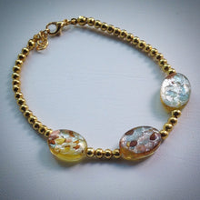 Beaded bracelet - Gold beads with oval venetian glass beads - eDgE dEsiGn London