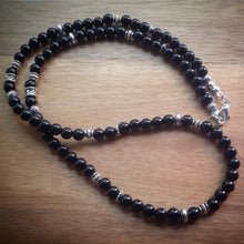 Beaded Necklace - Onyx with antique Tibetan silver beads - unisex - eDgE dEsiGn London