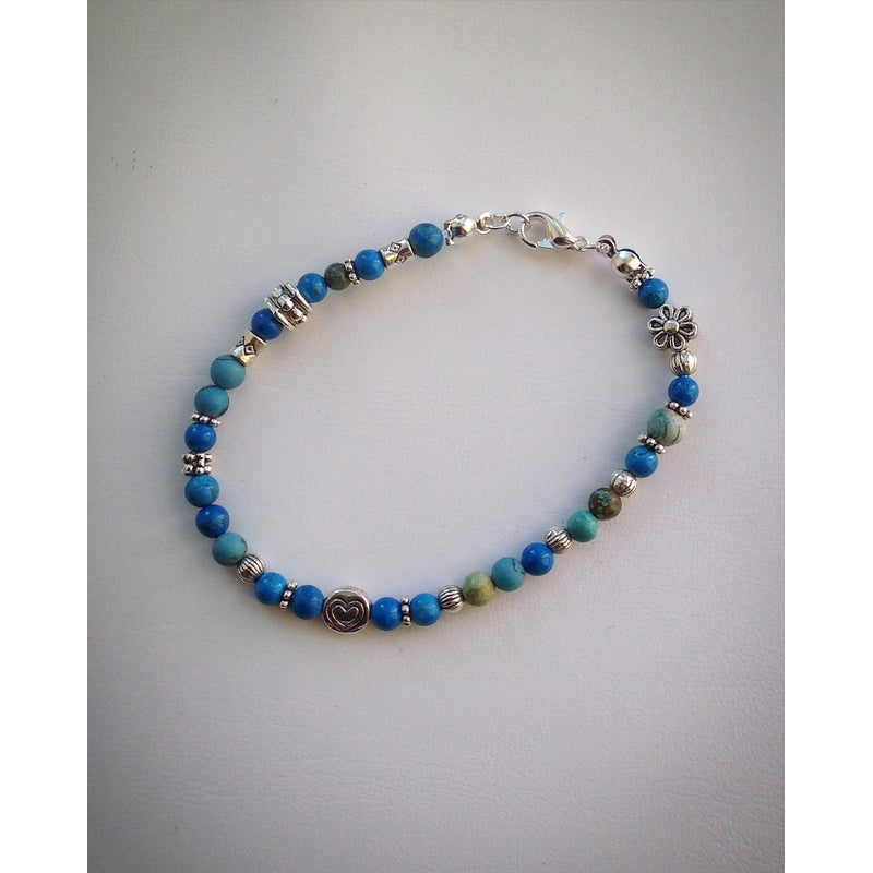 Beaded Bracelet - Turquoise and Tibetan Charm - eDgE dEsiGn London