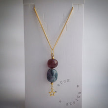 Necklace with Jasper, Carnelian and Gold Star Pendant - eDgE dEsiGn London