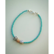 Beaded bracelet - Turquoise, Pink Quartz, Silver, Flower - eDgE dEsiGn London