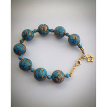 Beaded bracelet - Turquoise and Copper Howlite Beads and Gold Spacer Beads - eDgE dEsiGn London