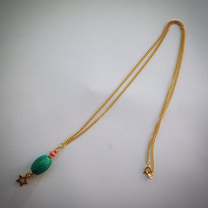 Turquoise, Coral and Gold Star Pendant with Necklace - eDgE dEsiGn London