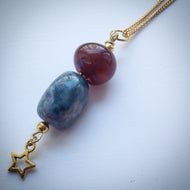 Necklace with Jasper, Carnelian and Gold Star Pendant - eDgE dEsiGn London