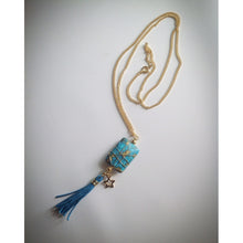 Gold plated chain with Turquoise Howlite Pendant and Tassel - eDgE dEsiGn London