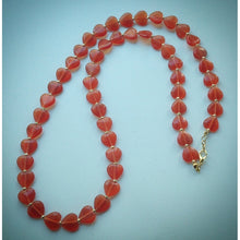 Beautiful Beaded Necklace - Orange/Red Hearts - eDgE dEsiGn London